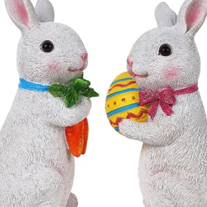 Figurine en résine de lapin de Pâques veilleuse et oeuf décoratif pour la maison