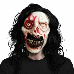 Halloween Horror Cyclops Ghost Mask Bloody Peeling Face Latex Mask Long Hair Creepy Cosplay Costume Party Props