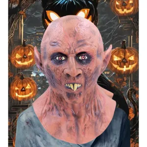 Halloween vampire latex mask scary devil horror costume party cosplay props details.