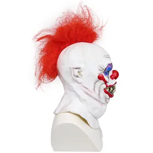 Scary Halloween clown latex mask with red hair creepy horror party cosplay prop toy