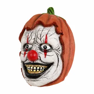 Halloween creepy pumpkin clown latex mask scary party costume accessory for holiday events