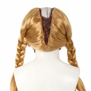 Halloween horror blonde braided wig split skull headpiece cosplay party prop main display image