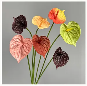 Artificial Anthurium PU Flowers Bouquet Realistic Wedding Home Decor Floral Arrangement