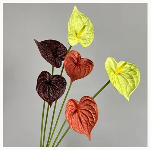 Artificial PU anthurium flower bouquet realistic touch home decor wedding floral arrangement detail