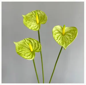 Artificial PU Anthurium flower stems realistic touch fake floral decor for home wedding party