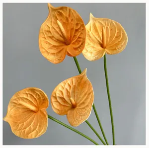 Realistic PU anthurium artificial flower bunching wedding home decor flamingo lily props
