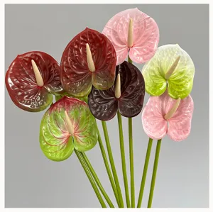 Artificial anthurium flowers colorful faux plants for wedding home decor details