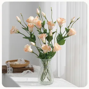 Τεχνητά λουλούδια Eustoma μεταξωτό μπουκέτο για διακόσμηση σπιτιού γάμου φωτογραφία