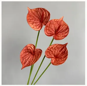 Realistic artificial anthurium flowers PU soft touch red flamingo lily wedding decor