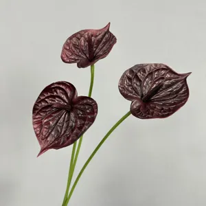 Realistic PU anthurium artificial flower with 3D touch for wedding and home decor.