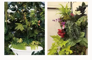 Artificial Alocasia leaves greenery floral arrangement for home decor and wedding floral design