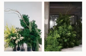 Artificial pine branches simulation plant fake tree leaves green home decor landscaping detail view
