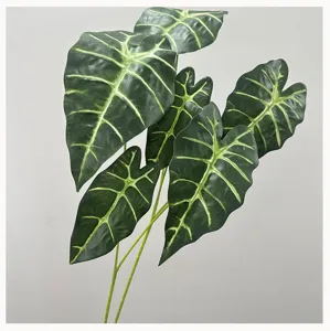 Artificial Alocasia black velvet leaves green plant floral arrangement home decor foliage