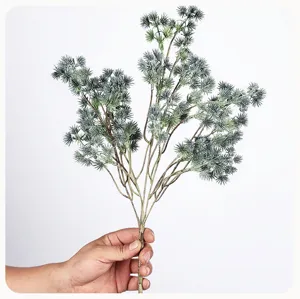 Artificial pine needle plant branch fake tree branch green home decor floral arrangement