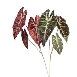 Artificial alocasia leaves black peacock plant floral arrangement home decor colorful taro