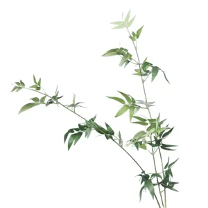 Artificial bamboo branch green plant fake bamboo leaves for home tea room living room decor