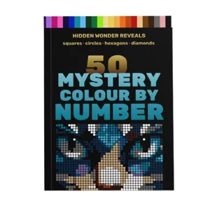 Livre de coloriage mystere par numerotation pour adultes avec 50 motifs geometriques.