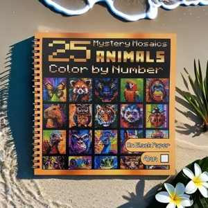Pixel Mystery Mosaics Animal Coloring Book Thickened Paper Spiral Bound Art Drawing Book For Adults And Kids