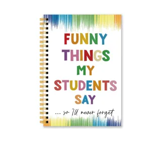 Minimalist Spiral Notebook Teacher Student Writing Journal Colorful Letter Printed Paper Diary For Office School