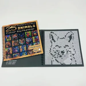 25 pages mystery mosaics animals color by number book on black paper for adults and kids