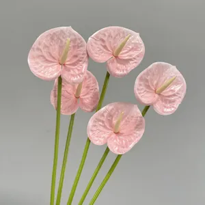 Artificial pink anthurium flowers bouquet faux flamingo flower for home decor wedding main