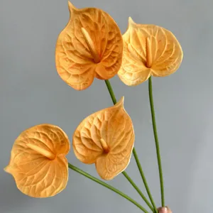 Artificial PU Anthurium Flowers Real Touch Flamingo Flower For Home Wedding Party Decor