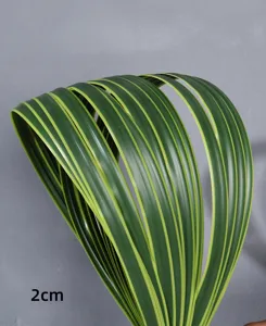 Artificial green grass leaf ribbon detail for wedding floral flower arrangement 2cm wide