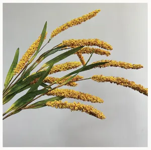 Künstliche Hirse Stängel gelbe gefälschte Getreideähre Pflanzen für Heimdekoration Blumenkunst