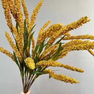 Künstliche gelbe Hirse Ähre Getreide Heimdekoration rustikale Pflanze Blumenstrauß