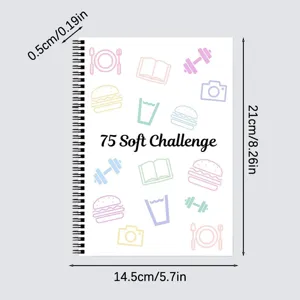 75 Soft Challenge spiral planner notebook A5 size with pastel icons daily habit tracker journal