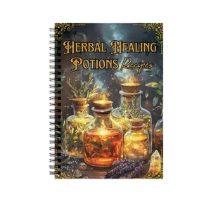 A5 coil notebook featuring herbal healing potions cover, durable wirebound daily planner.