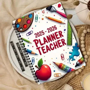 2025-2026 A5 lehrer planer notizbuch wöchentlich monatlich agenda organizer kunst detail