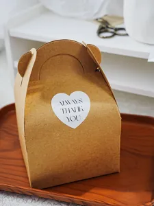 Herzförmiger Siegelaufkleber Geschenkbox dekoratives Etikett mit Dankeschön Text für Box
