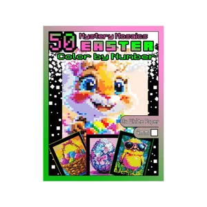 Libro da Colorare Pixel Pittura per Numeri Libro di Attività con Motivi Mosaico Misteriosi Libro da Disegno in Carta Bianca