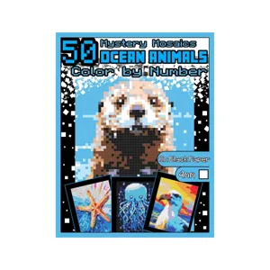 Adults And Teens Ocean Animals Pixel Art Coloring Book Mystery Mosaics On Black Paper Creative Stress Relief Notebook
