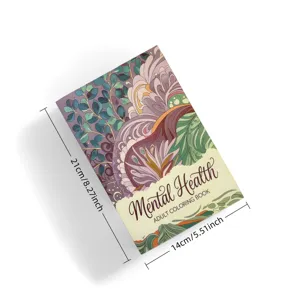 Detailed view of adult coloring book featuring mental health botanical flower illustrations.