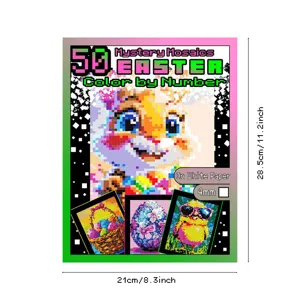 Libro da colorare con mosaici misteriosi di Pasqua e cinquanta disegni artistici creativi.