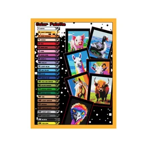 Animal theme pixel art diamond painting kit with twenty six colors palette guide for adults.