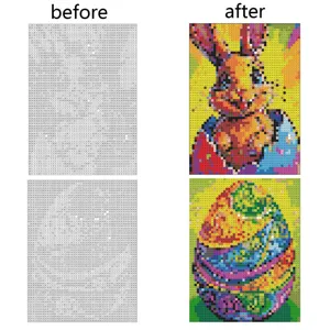 Vista dettagliata delle pagine da colorare in pixel con effetti prima e dopo il riempimento.