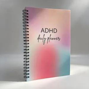 ADHD daily planner spiral notebook with colourful gradient cover for focus and organization