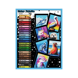 Pixel art marine animal color palette and pattern design details for creative coloring books.