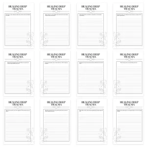 Printable healing deep trauma journal prompts worksheet template, 12 pages mental health aid.