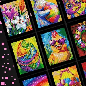 Libro da colorare in pixel con vari simpatici disegni di animali e fiori per arte.
