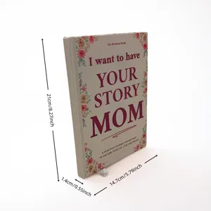 Hardcover mother's story journal book with floral design, ideal gift for moms with dimensions.