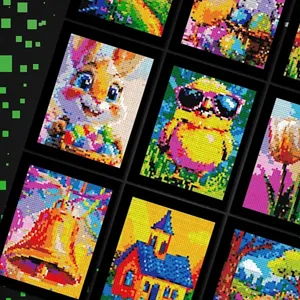 Kit pittura diamante con vari motivi colorati di animali carini e paesaggi per decorare
