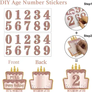 Autocollants chiffres d'age DIY et tirelire de gateau d'anniversaire pour fete.
