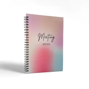 Spiral notebook with colorful gradient cover, ideal for daily office meeting notes planning.
