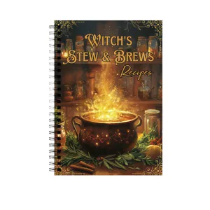 A5 spiral notebook with magical witch potion recipe cover design, perfect planner for daily notes.