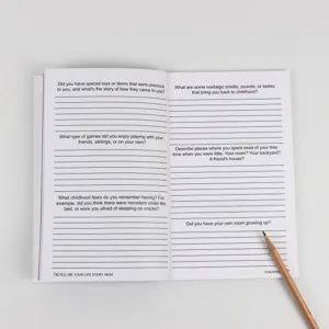 Guided memory journal for mom with childhood prompts and lined pages to write life story memories.