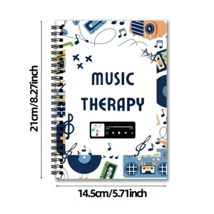 Music therapy themed spiral notebook with lined pages, portable size for daily journaling.